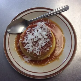 Nuestro hecho en casa flan de coco