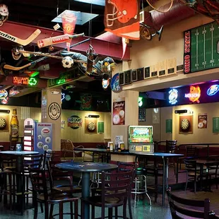 the interior of a sports bar