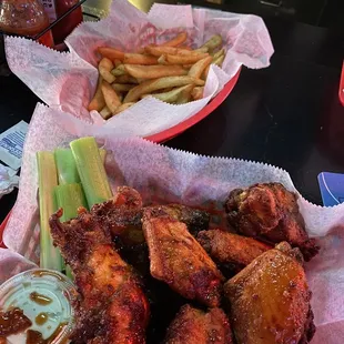 Hot Spicy BBQ, side of fries. Delicious! And big!