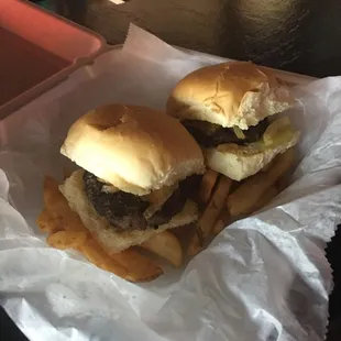 Basket of sliders. Very we'll seasoned. Must try