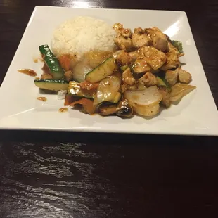 Hibachi Chicken(Teriyaki) and white rice.