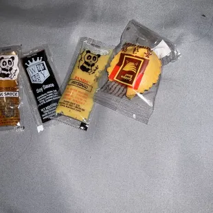Complimentary sauces and fortune cookie