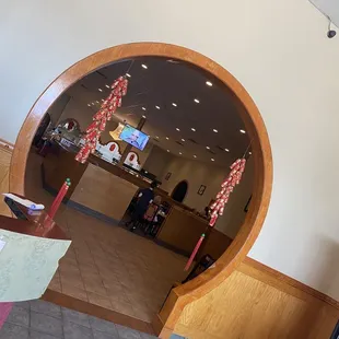 the entrance to the restaurant