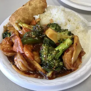 Shrimp in garlic sauce combo plate