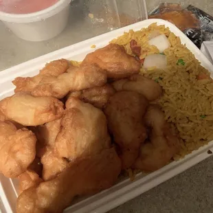 Sweet n sour chicken w pork fried rice