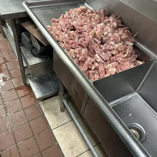 the duck, noodles and beef were in that sink without being washed in between. Those sinks are not for food. Don&apos;t even sell duck.