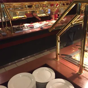 a buffet with a variety of dishes