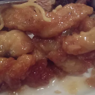 Soaked "honey" chicken. No honey flavor though
