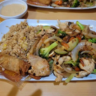 Hibachi Chicken egg roll Fried Rice