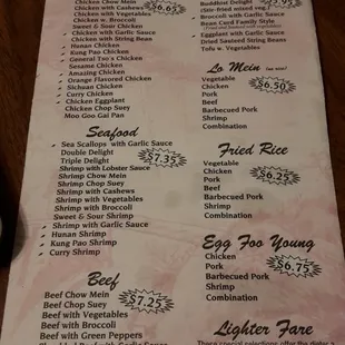 menu