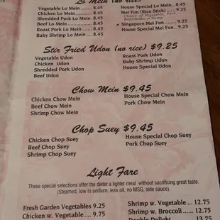 menu
