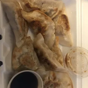 Fried dumplings with sauce