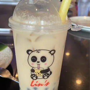 Passion fruit boba milk tea