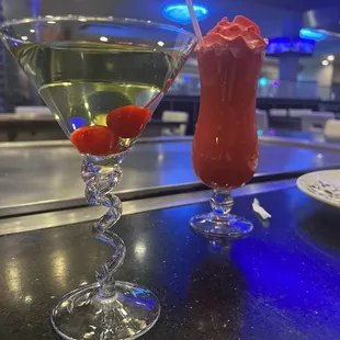 Apple martini, and strawberry daiquiri