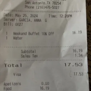 Saturday receipt-Senior discount