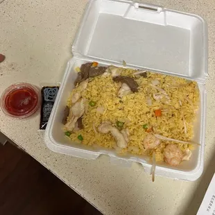 a take out box of food