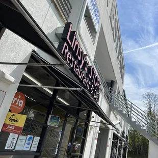 the front of the building