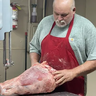 Getting ready to slice up the ham
