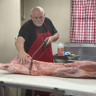 Breaking down a pig