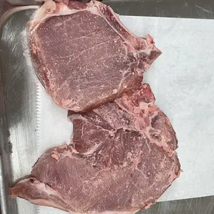 Pork chops from a customers animal