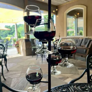 Wine flight of all five dry reds.