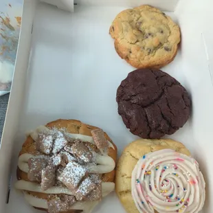 4 pack - chocolate chip, double chocolate, birthday, puppy chow