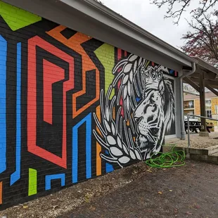 a mural on the side of a building