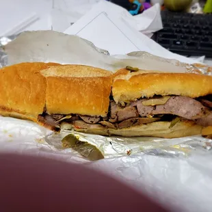 Giant Sausage and peppers hero. The Sylvester Stallone.