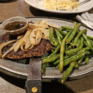 Grilled Sirloin Steak with a side of green beans.