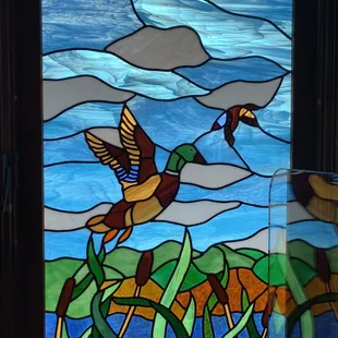 Ducks stained glass.