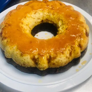 a glazed donut on a plate