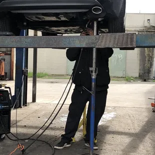 Bent pipe &amp; welded it on to make sure my aftermarket muffler fit.