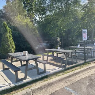 Outdoor seating right on Paint Creek