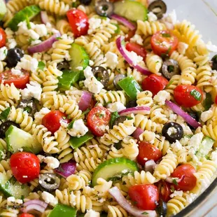 ows a bowl of pasta salad