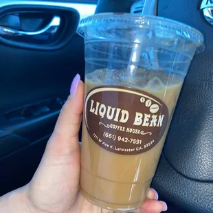 iced vanilla latte with almond milk