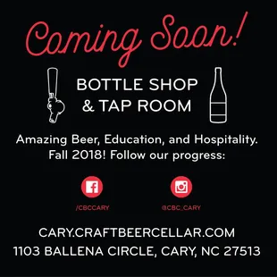 coming soon bottle shop and tap room