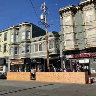 the corner of a city street