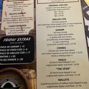 Fish fry menu