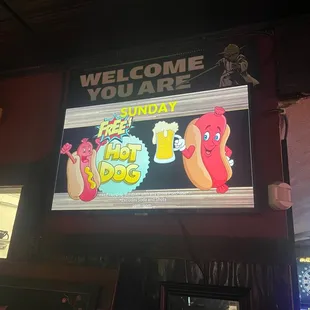 Free hot dog Sunday special