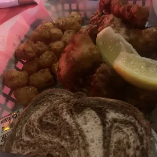 Fish tater tots and rye