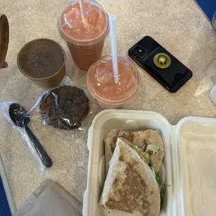 Greek Pita Combo Strawberry Citrus Smoothie Matcha Dark Chocolate Cherry's Delight Smoothie
