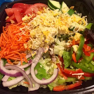 Totally ate 1/3 of this before I remembered to take a picture..The Saturn salad! Veggies super fresh and obviously cut very recently