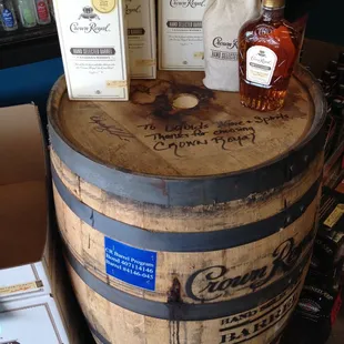 An entire barrel of Crown Royal hand-selected for the store.