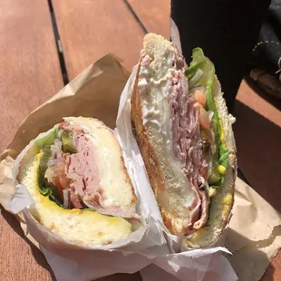 Ham and Provolone on Dutch Crunch with everything on it!