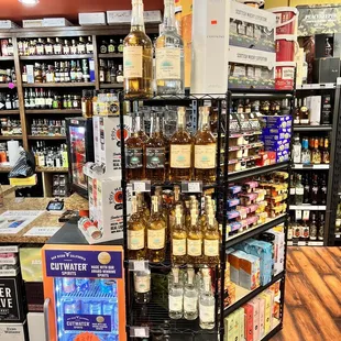 a liquor store with shelves full of liquor