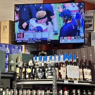 a tv screen showing a baseball game