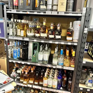 a shelf of liquor