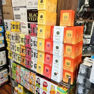 a variety of liquors