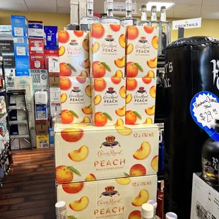 a display of peachs