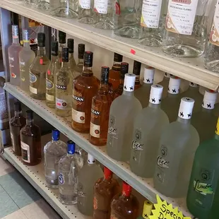 bottles of alcohol on shelves